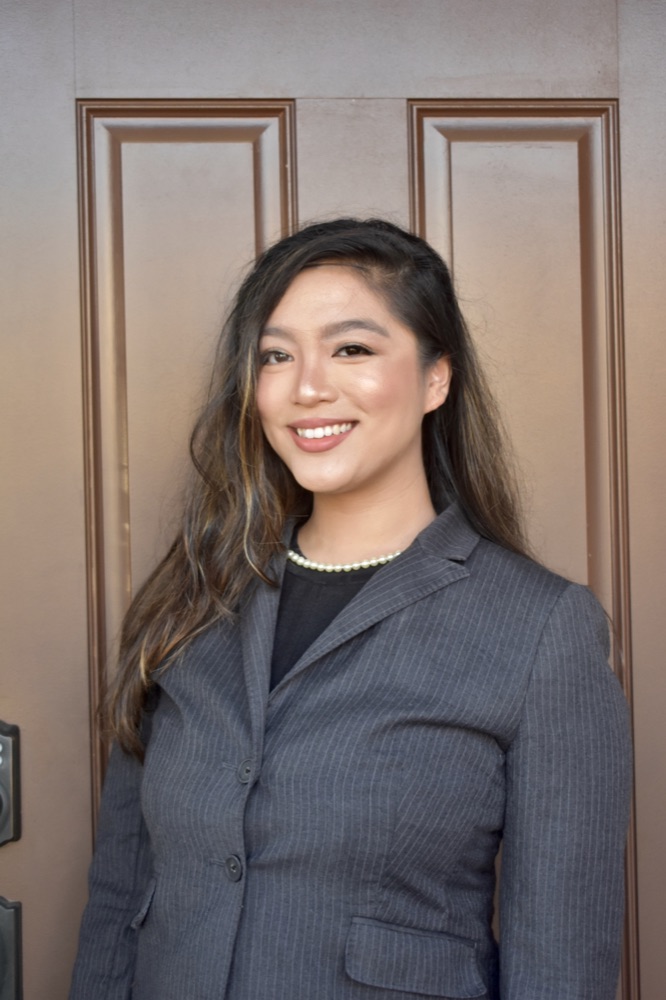 Pamela Villalon in a grey blazer